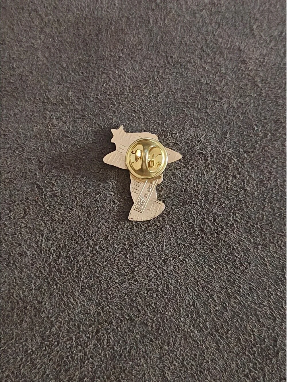 1980s Alaskan Polar Bear Guardian Angel Gold Tone Enamel Pin.
